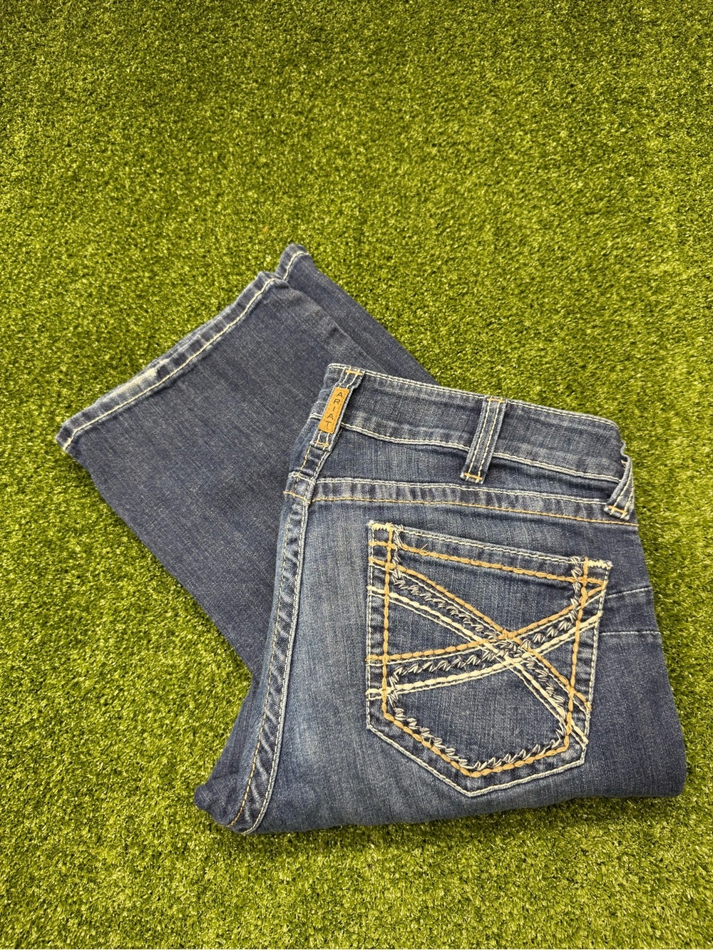 Ariat REAL Mid-Rise Bootcut Denim Jeans Western Embroidered Stretch Riding 32R